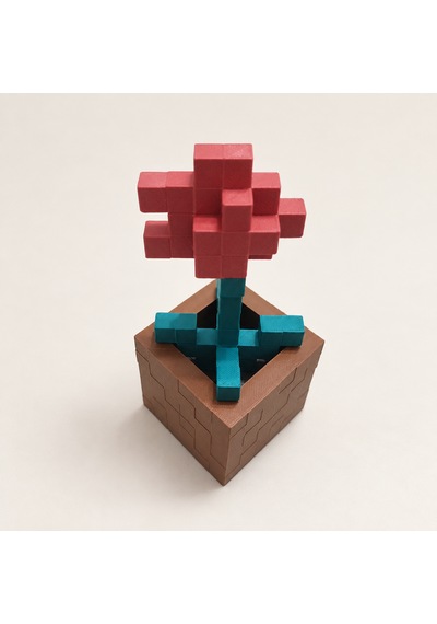 Piksel Gelincik Biblo - 3d Baskı, Minecraft Esintili Kırmızı
