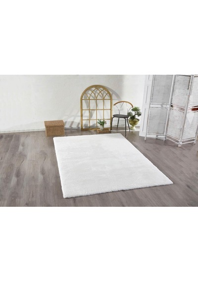 Jassrug Kürk Halı 80x120 Beyaz Beyaz Beyaz