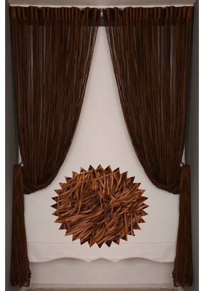 İp Model Kahverengi Renk İp Perde 180 Cm En 280 Cm Boy 2 Mm Şeritler Halinde Hazır İp Perde Kahve Rengi