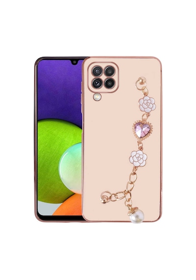 Zore Samsung Galaxy Uyumlu M32 Kılıf El Tutamaçlı Kamera Korumalı Omsy Taka Silikon Kapak - Pembe