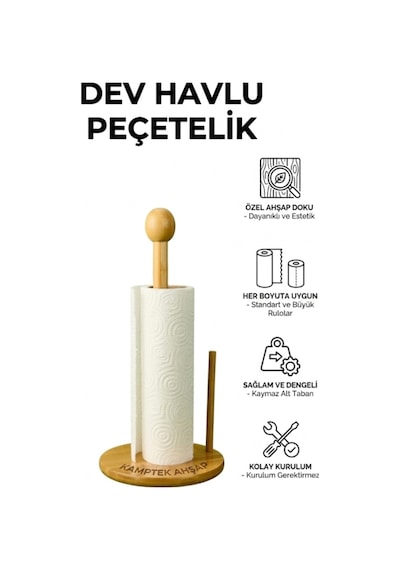 Kamptek Ahşap Doğal Bambu Kağıt Havluluk - Tek Elle Kullanım Özellikli Dik Tezgah Üstü Havlu Askısı Bambu Peçetelik Bambu Kamptek Ahşap Doğal Bambu Kağıt Havluluk - Tek Elle Kullanım Özellikli Dik Tezgah Üstü Havlu Askısı Bambu Peçetelik Bambu