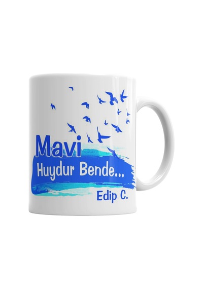 Edip C Mavi Huydur Bende Edip C Kupa Bardak Porselen Karışık