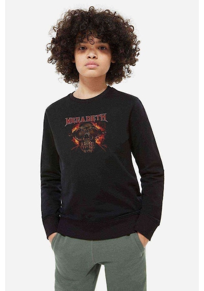 Tshirthane Megadeth Skull Kurukafa Baskılı Unisex Çocuk Siyah Sweatshirt Siyah