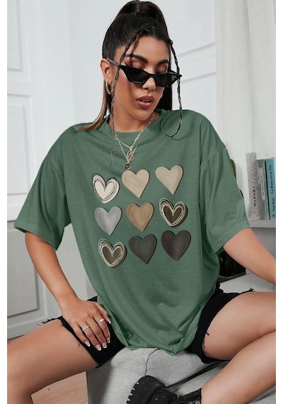 Startmore Love Yourself Garalio Baskılı T-shirt Yeşil
