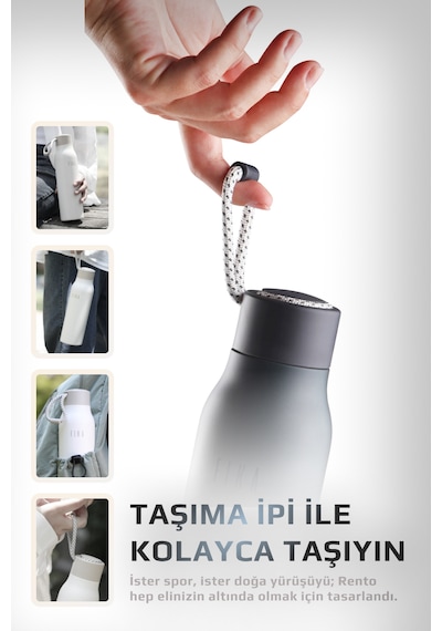 Neoflam Fika Rento Sızdırmaz Vidalı Kapaklı Geniş Ağızlıklı Kolay Taşınabilir Çelik Termos 600 Ml Antrasit
