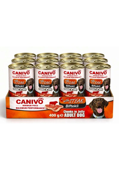 Biftekli Yetişkin Köpek Konservesi 400 Gr 12 Adet