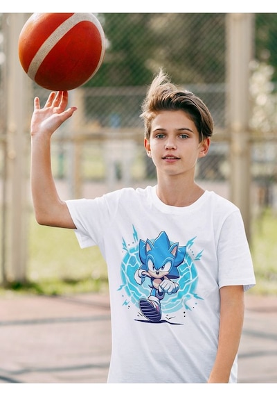 Sevbano Süper Sonic The Hedgehog Baskılı Unisex Çizgi Film Çocuk Tişört Beyaz Sevbano Süper Sonic The Hedgehog Baskılı Unisex Çizgi Film Çocuk Tişört Beyaz