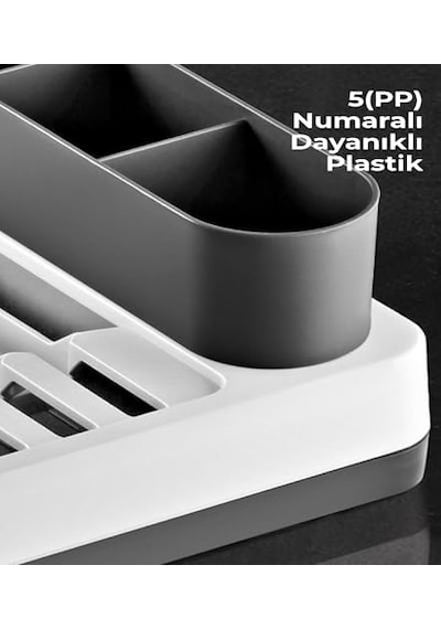 Pratik Tezgah Üstü Bulaşıklık Tabaklık Kurutmalık - Dayanıklı Plastik Çok Bölmeli Mutfak Düzenleyici Organiz Diğer