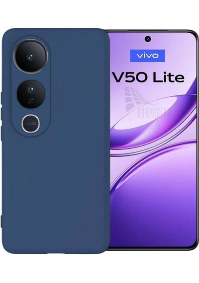 Vivo V50 Lite Uyumlu Silikon Kılıf - Kamera Korumalı Esnek Pastel Renk Kapak - Lacivert