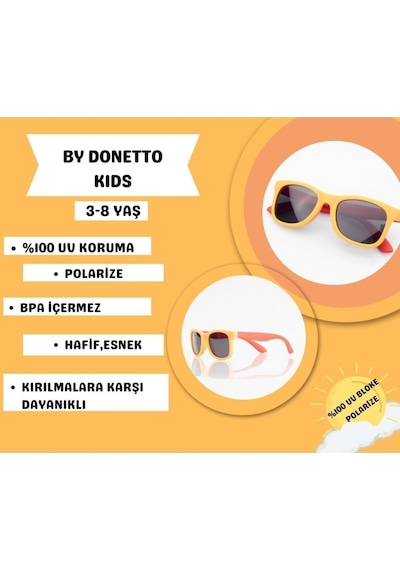 Mat Sarı Kırmızı 3-8 Yaş-%100 Uv Korumalı Polarize Çocuk Güneş Gözlüğü Sarı - Kırmızı