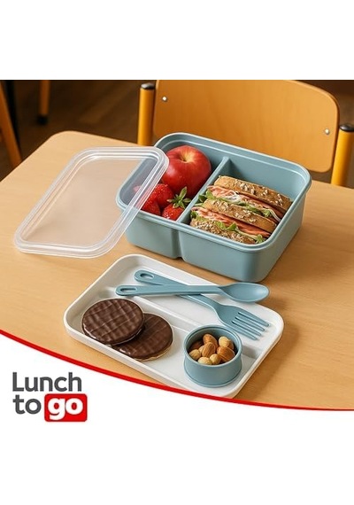 Lunch To Go 3 Bölmeli Beslenme Kabı Sosluklu, Sızdırmaz Kapak, Bpa İçermez, 920 Ml + 40 Ml Pembe Bakır