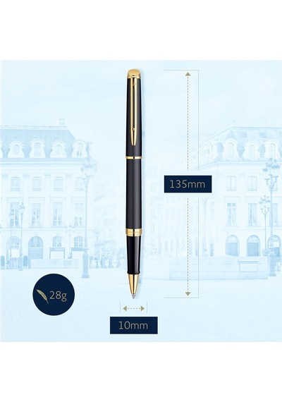 Waterman Hemisphere Mat Siyah Altın Tasarımlı Roller Kalem, Ince Çok Renkli