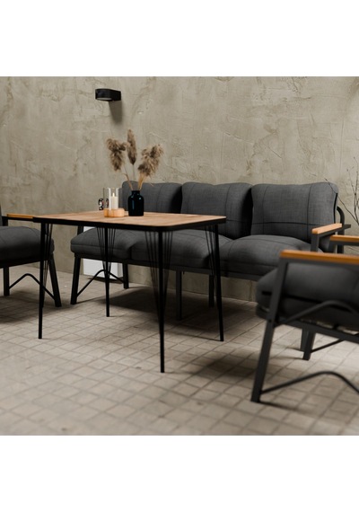 Mb Garden Furnıture Simetri Model, Balkon, Bahçe, Cafe, Metal Koltuk Takımı, Bahçe Takımı , Çay Seti, 3+1+1+masa Antrasit