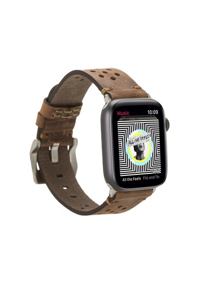 Apple Watch Uyumlu Deri Kordon Vigo 42-44-45mm G2 Kahve