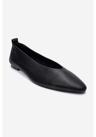 Luvishoes Jenas Siyah Cilt Hakiki Deri Kadın Babet Ayakkabı