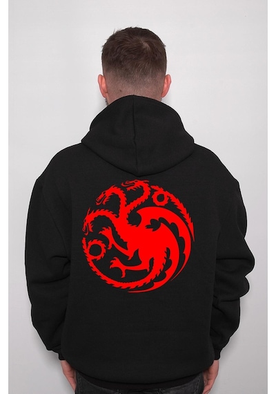 Targaryen Game Of Thrones Fıre And Blood House Sweatshirt Unisex Kapüşonlu Hoodie 001