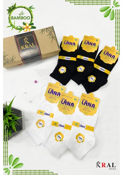 Kral Socks Kadın Bambu Çorap 6 Çift Renkli Hediye Kutulu Patik Kadın Çorap Siyah - Beyaz Kral Socks Kadın Bambu Çorap 6 Çift Renkli Hediye Kutulu Patik Kadın Çorap Siyah - Beyaz