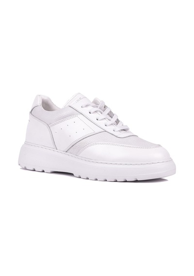 Shoetyle - Hakiki Deri Beyaz Renk Günlük Erkek Sneaker - 115-k643 -1621