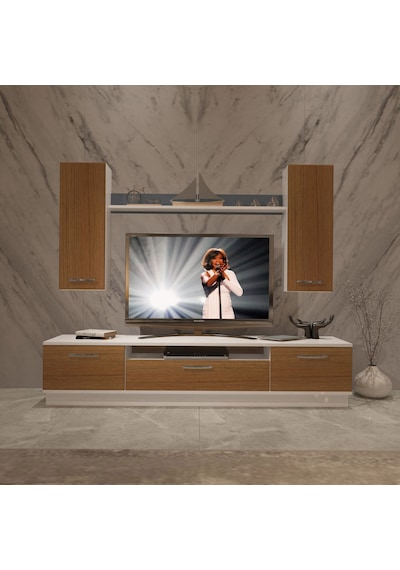 Decoraktiv Trio 5d Mdf Tv Ünitesi Tv Sehpası Beyaz - Ceviz