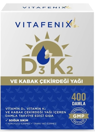 Vitafenix D3k2 Ve Kabak Çekirdeği Yağı 400 Damla 20 Ml