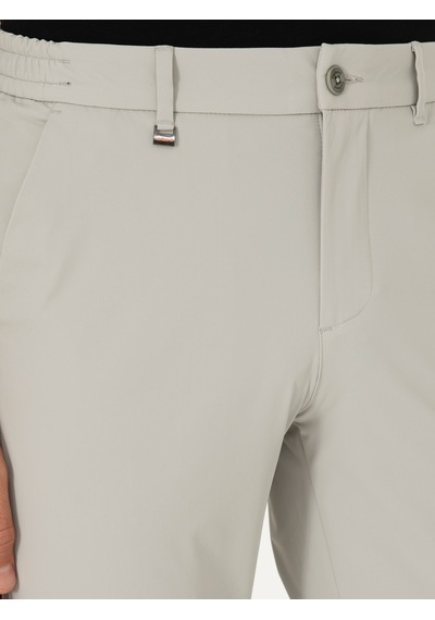 Cacharel Taş Slim Fit Beli Lastikli Esnek Kanvas Pantolon Gri