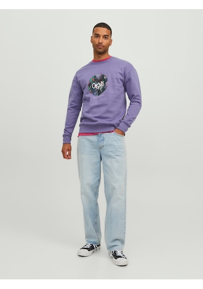 Jack & Jones Jack&jones Sıfır Yaka Mor Erkek Sweatshirt 12242366 001