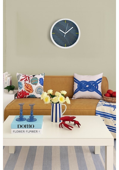 Optik Dalgalar Modern Tasarım Duvar Saati - 42cm - Önü Camlı Beyaz Kasa - Sessiz Mekanizma Beyaz