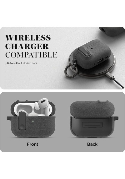 Apple Uyumlu AirPods 4. Nesil İle Kılıf Standlı Kilitli Tpu Premium Matte Trip Case Koyu Gri