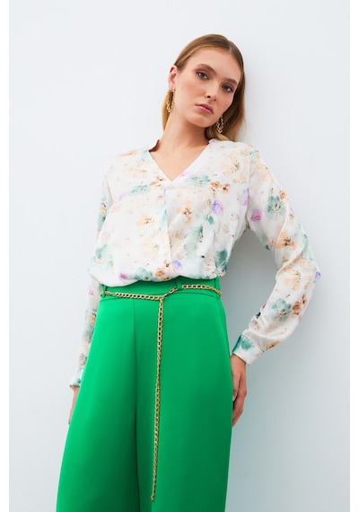 Sateen Desenli Kruvaze Bluz - Çağla Yeşili-135214 Çağla Yeşili Sateen Desenli Kruvaze Bluz - Çağla Yeşili-135214 Çağla Yeşili