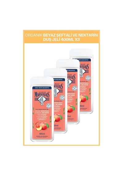 Le Petit Marseillais Organik Beyaz Şeftali & Nektarin Duş Jeli 400 ml x4