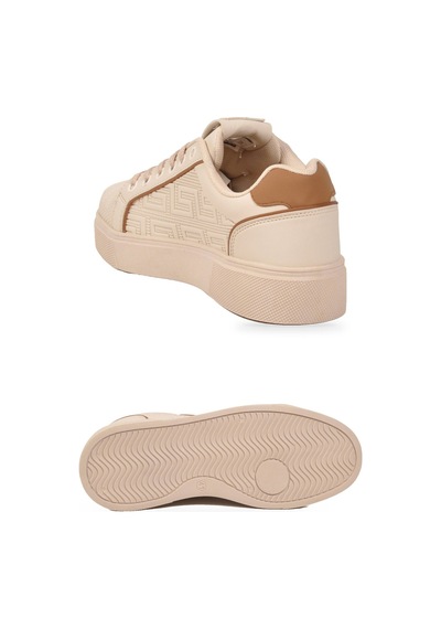 Walkway Bej Bağcıklı Kalın Tabanlı Rahat Şık Unisex Casual Yürüyüş Ve Spor Ayakkabı Sneaker 26201 G