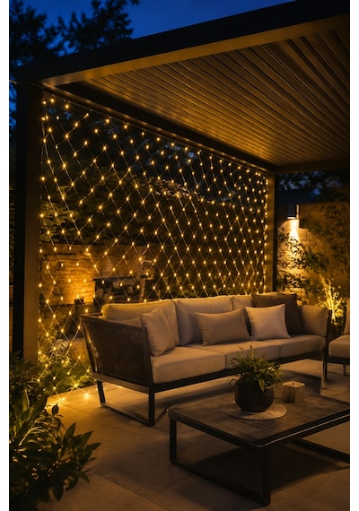 Ağ Şeklinde Led File Işık Dekoratif Ortam Aydınlatma Bahçe Balkon Süsü 1