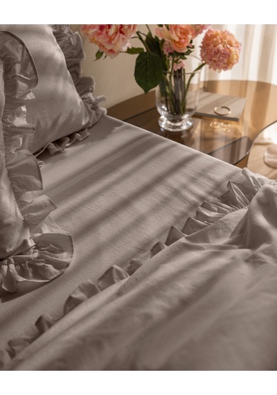 Madame Coco Obernai Tek Kişilik %100 Pamuk Fırfırlı Düz Yıkamalı Nevresim Takımı - Bej 8684427198414 Ekru