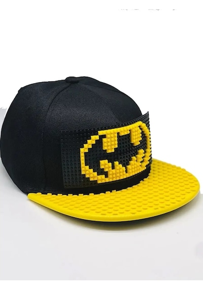 Kutpia Pixel Blok Minecraft -örümcek Adam- Batman-prenses Çocuk Kep Şapka Lego Uyumlu Siperlikli 4 12 Yaş Sarı - Siyah