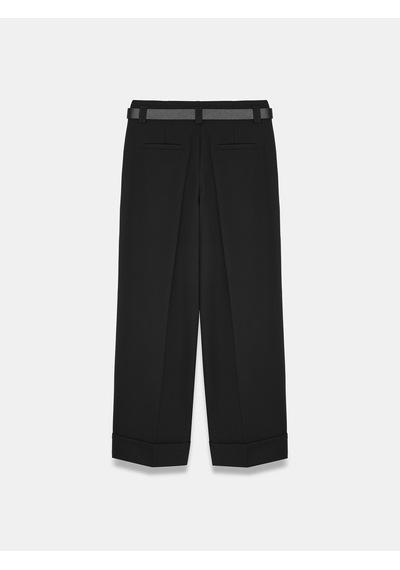 Dilvin 72821 Kemerli Kıvrık Paça Pantolon-siyah