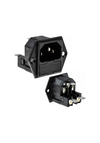 Powermaster Power Şase Çift Fuselli C14 3 Pinli Elektirik Kablosu Enerji Kablosu Soketi Bilgisayar Kasası İçin