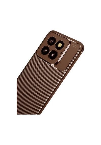 Xiaomi Mi 14t Pro Uyumlu Kılıf Auto Focus Karbon Kapak - Kahverengi