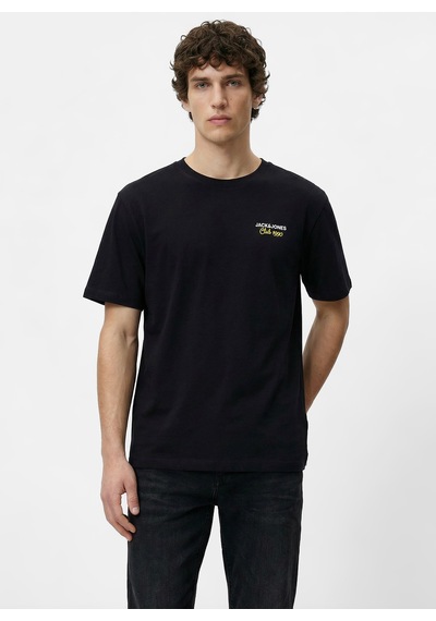 Jack & Jones Siyah Erkek %100 Pamuk T-shirt 12306235 Jorclub Tee Ss Crew Trss26
