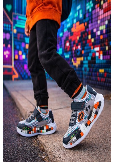 Muggo Block Renkli Blok Tabanlı Cırtlı Ve Bağcıklı Çocuk Sneaker Spor Ayakkabı Gri Muggo Block Renkli Blok Tabanlı Cırtlı Ve Bağcıklı Çocuk Sneaker Spor Ayakkabı Gri