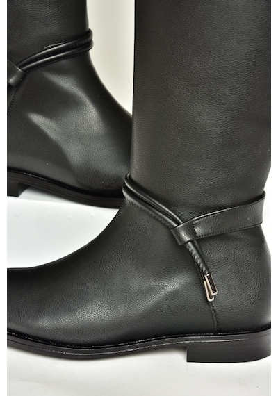 Fox Shoes T820109109 Siyah Düz Klasik Kadın Çizme Siyah-Suni Deri