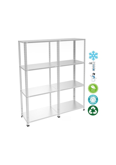 4 Katlı Duble Paslanmaz Krom Raf - Inox Soğuk Oda Rafı, Buzhane Rafı 43x93 Cm-0.70 Mm-200 Cm Gri
