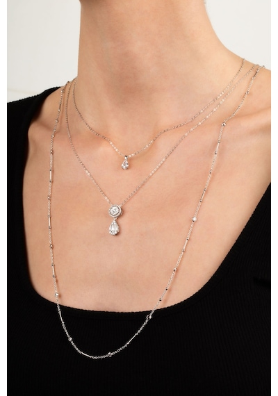 So Chic Klasik Stil 18 Ayar Beyaz Altın Kaplama Gümüş 45 Cm Minimal Kolye Rodyum