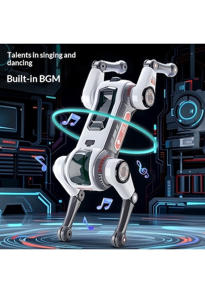 Uzaktan Kumandalı Yapay Zekâ Ses Kontrollü Akrobatik Robot Köpek Oyuncak-1749 Gri - Siyah