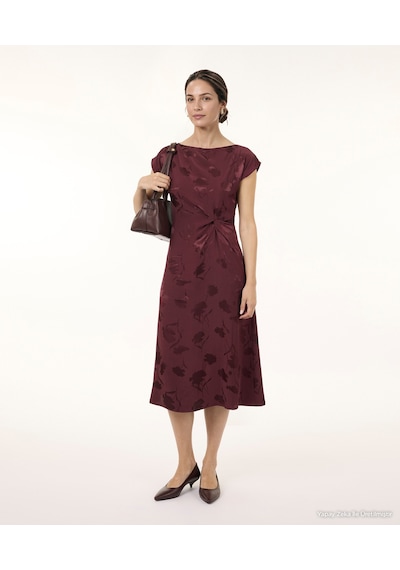 Yargıcı Düz Bisiklet Yaka Kısa Kol Elbise 26kkel7071x 016 Bordo