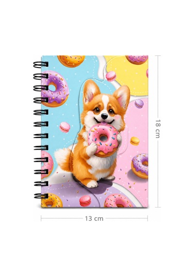 Dolphin Manyetik Kapaklı Spiralli Defter Köpek Ve Donut Figürlü Not Defteri