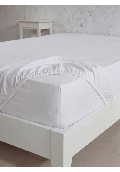 Tek Kişilik Pamuklu Lastikli Çarşaf, Ranforce Tek Kişilik Fitted Çarşaf 100x200+20 Cm Beyaz