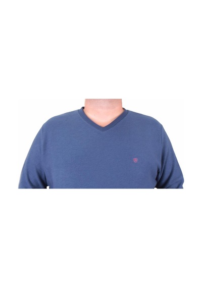 Moc Grande Mocgrande Büyük Beden Selanik V Yaka Classic Sweat 23201 Marin-Marin Lacivert