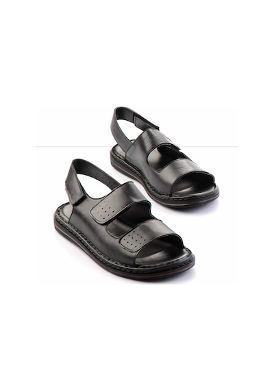 Bambi Siyah Leather Erkek Sandalet E05804022243 Siyah