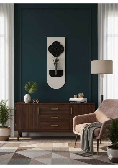 Yonca Ahşap Pilli Ledli İskandinav Tarzı Salon Duvar Saati Modern Çiçeklik 40 X 110 Cm Paris Grisi - Antrasit