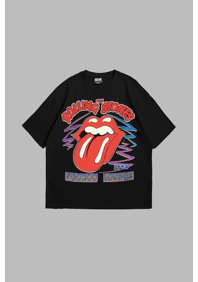 Startmore Voodoo Lounge Baskılı Oversize Unisex Beyaz Siyah